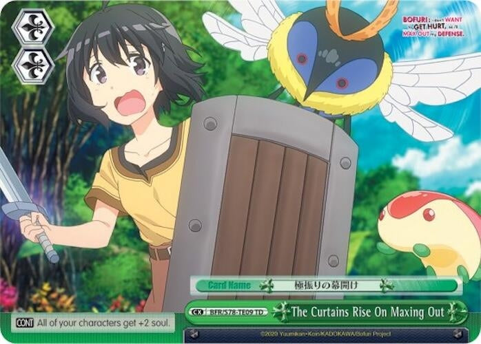 Image for The Curtains Rise On Maxing Out (BOFURI: I Don't Want to Get Hurt, so I'll Max Out My Defense) (BFR/S78-TE09 TD) - Weiss Schwarz