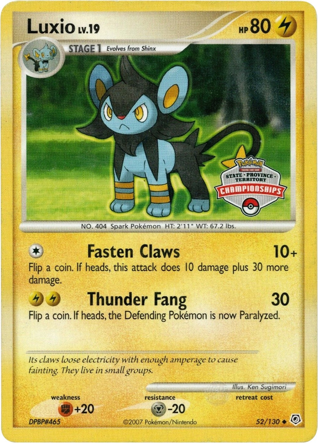 Image for Luxio - 52/130 (State Championship Promo) (League & Championship Cards) (052/130) - Pokemon