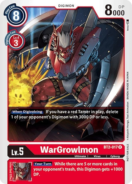 Image for WarGrowlmon - BT2-017 (Official Tournament Pack Vol.2) (BT01-03A) (BT2-017 R) - Digimon Card Game