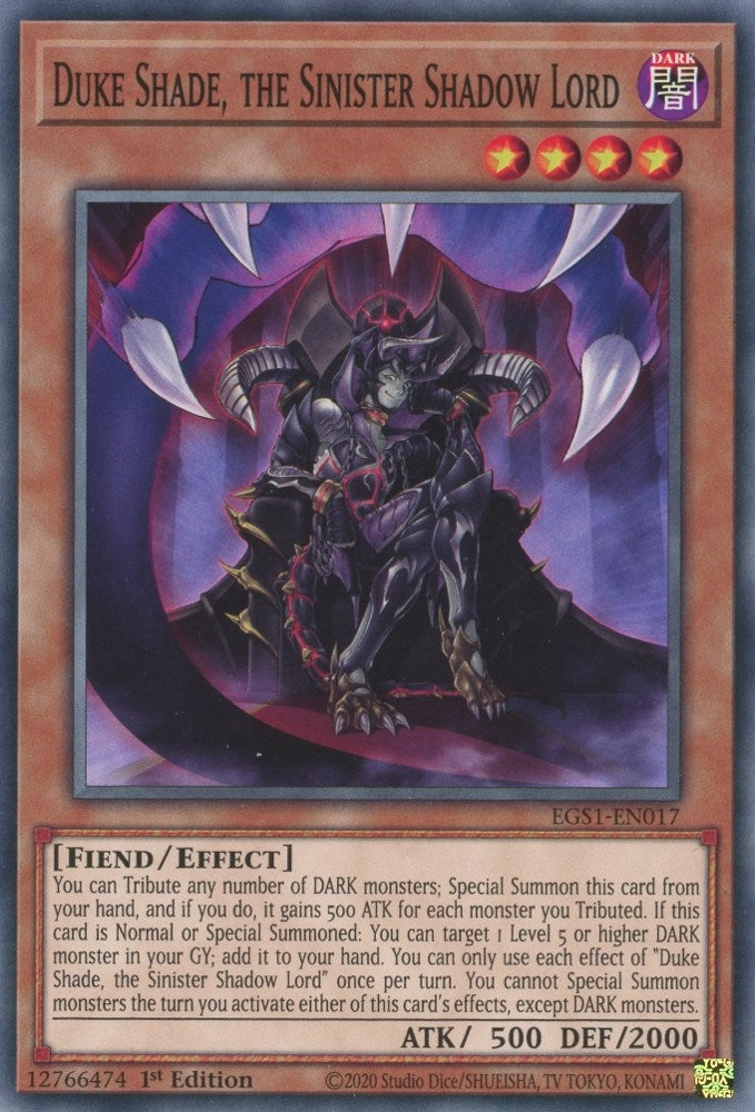 Image for Duke Shade, the Sinister Shadow Lord (Egyptian God Deck: Slifer the Sky Dragon) (EGS1-EN017) - YuGiOh