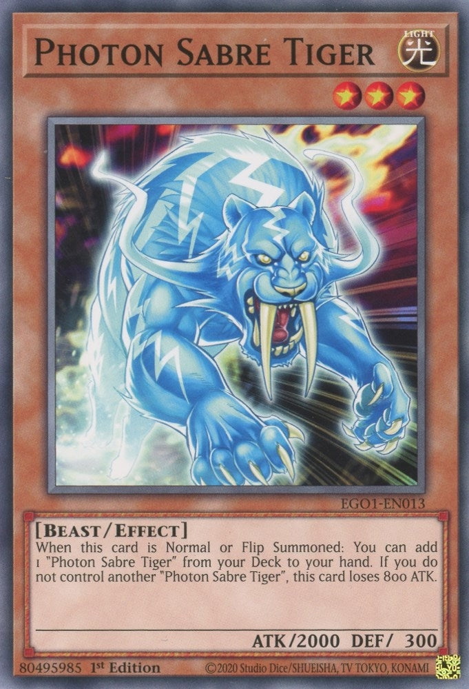 Image for Photon Sabre Tiger (Egyptian God Deck: Obelisk the Tormentor) (EGO1-EN013) - YuGiOh