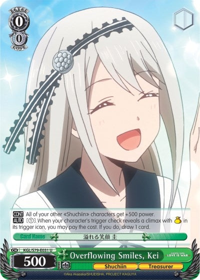 Image for Overflowing Smiles, Kei (Kaguya-sama: Love is War) (KGL/S79-E031 U) - Weiss Schwarz