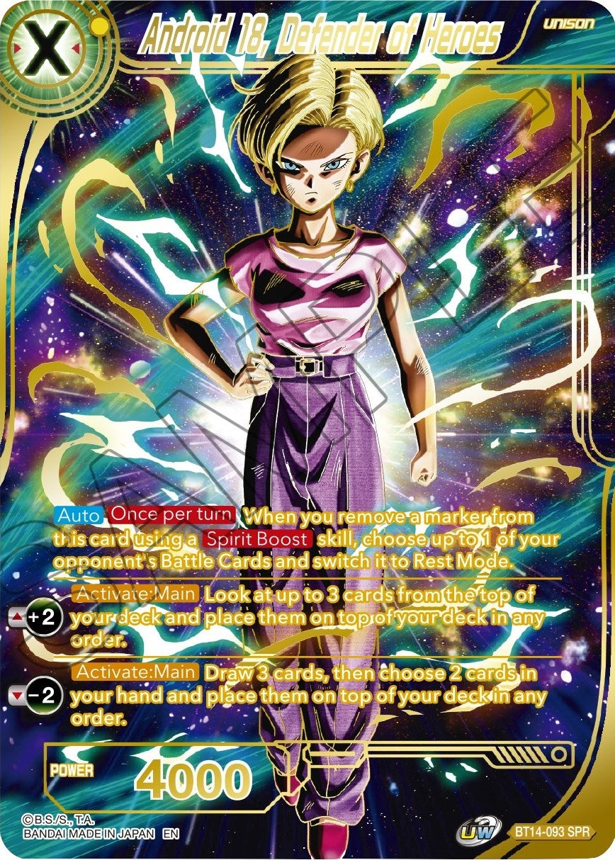Image for Android 18, Defender of Heroes (SPR) (Cross Spirits) (BT14-093) - Dragon Ball Super: Masters