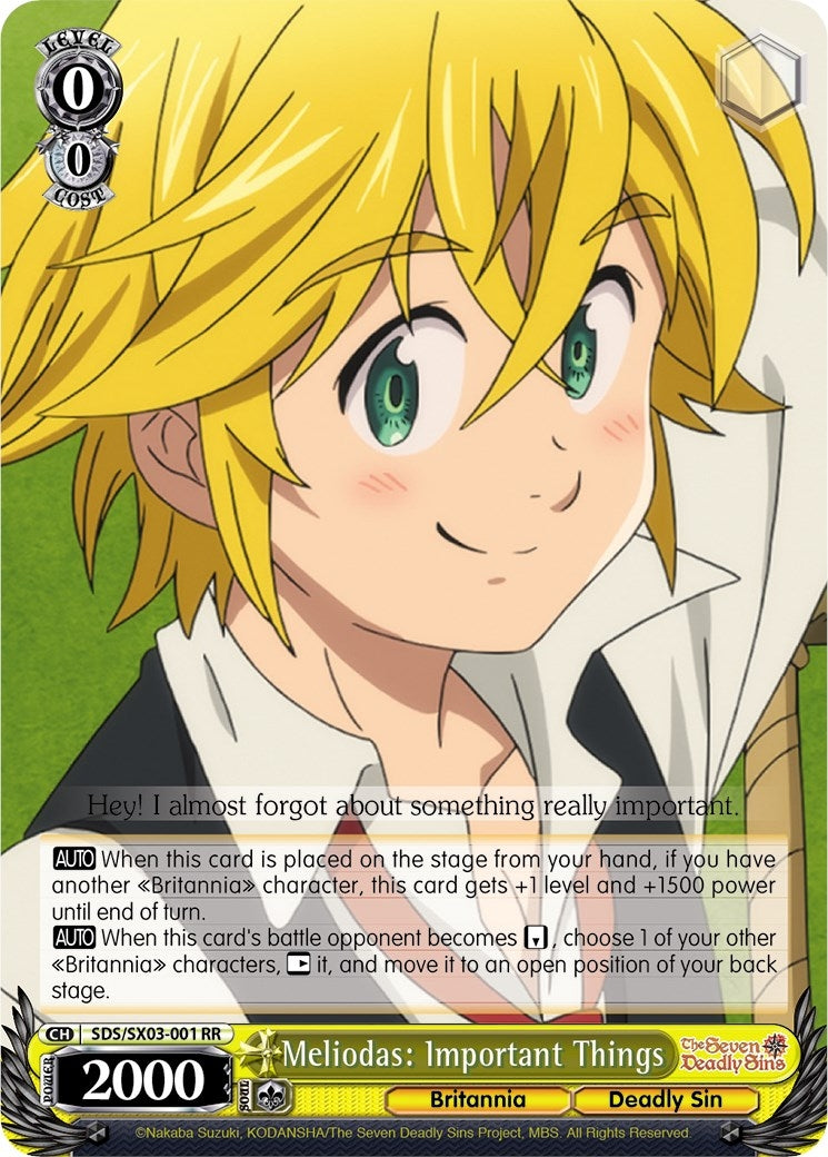Image for Meliodas: Important Things (The Seven Deadly Sins) (SDS/SX03-001 RR) - Weiss Schwarz