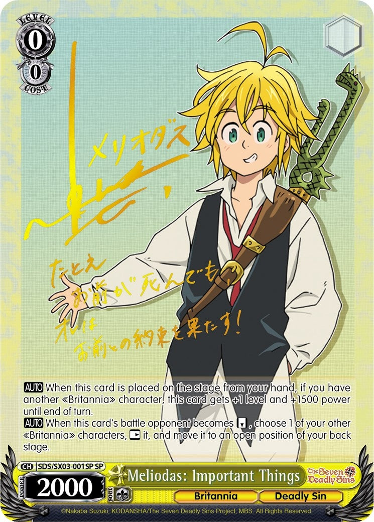 Image for Meliodas: Important Things (SP) (The Seven Deadly Sins) (SDS/SX03-001SP SP) - Weiss Schwarz