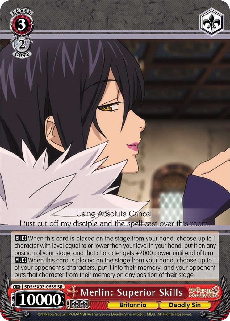 Image for Merlin: Superior Skills (SR) (The Seven Deadly Sins) (SDS/SX03-063S SR) - Weiss Schwarz