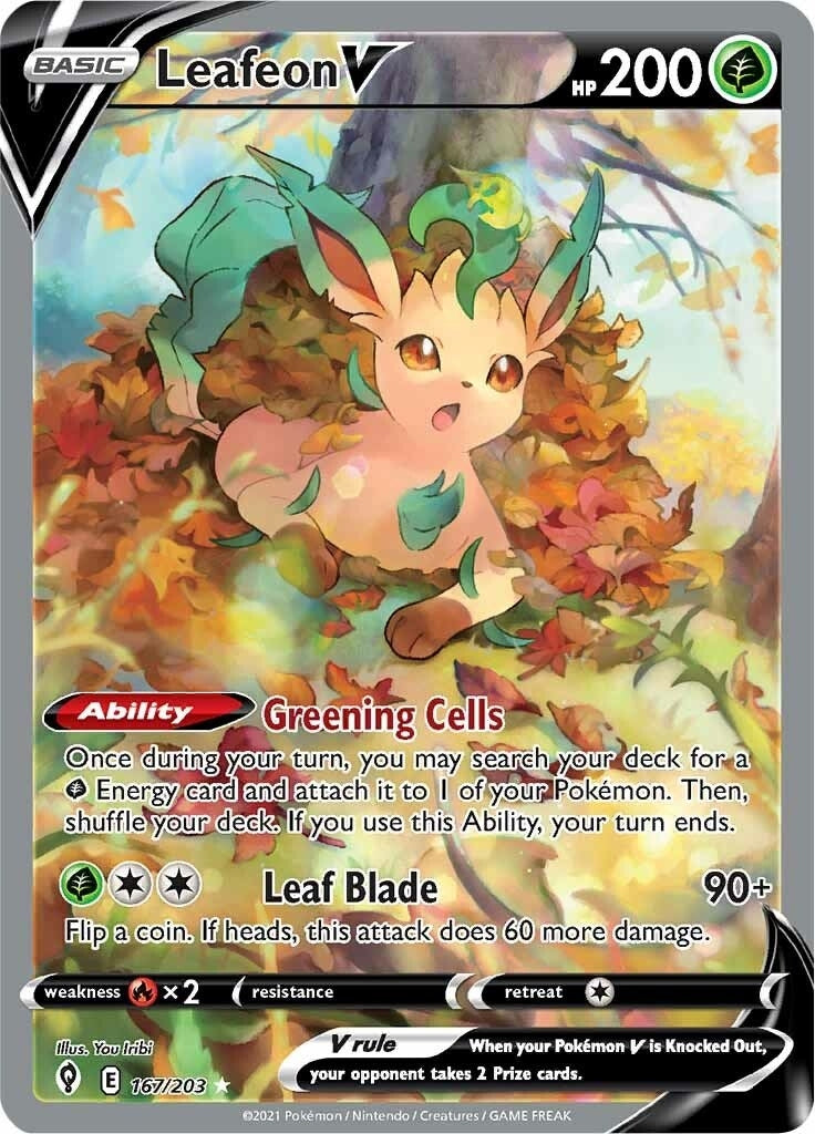Image for Leafeon V (Alternate Full Art) (SWSH07: Evolving Skies) (167/203) - Pokemon