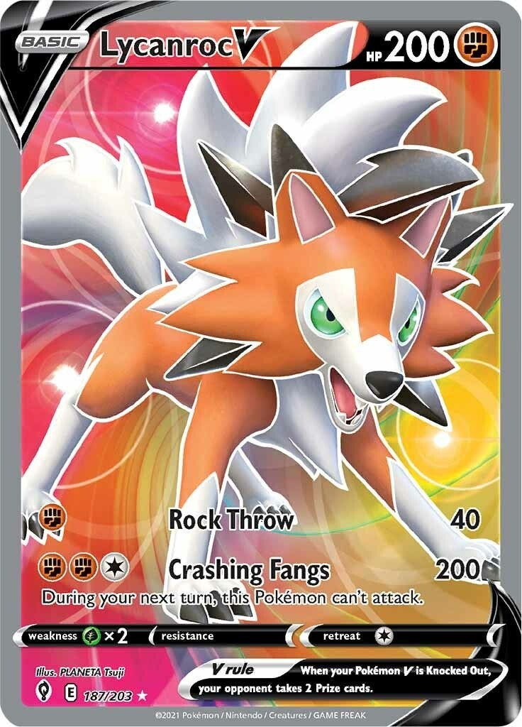 Image for Lycanroc V (Full Art) (SWSH07: Evolving Skies) (187/203) - Pokemon