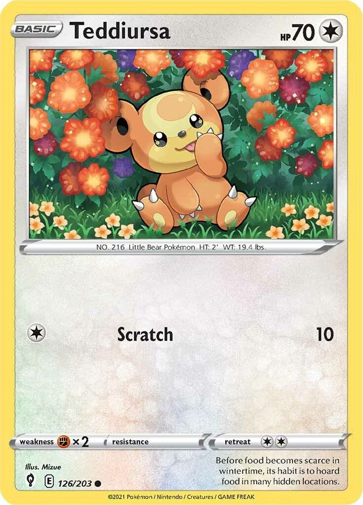 Image for Teddiursa (SWSH07: Evolving Skies) (126/203) - Pokemon
