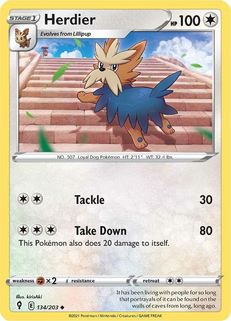 Image for Herdier (SWSH07: Evolving Skies) (134/203) - Pokemon