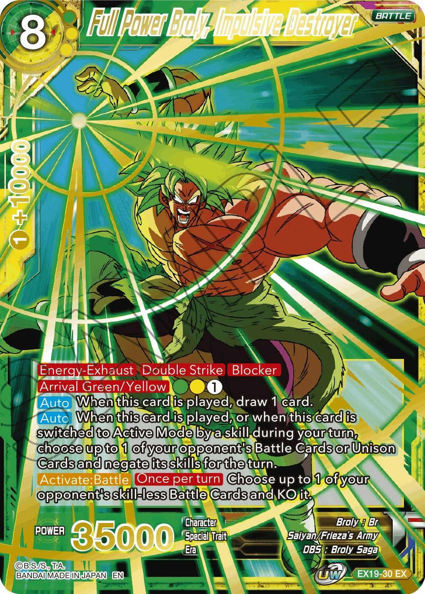 Image for Full Power Broly, Impulsive Destroyer (Special Anniversary Set 2021) (EX19-30) - Dragon Ball Super: Masters