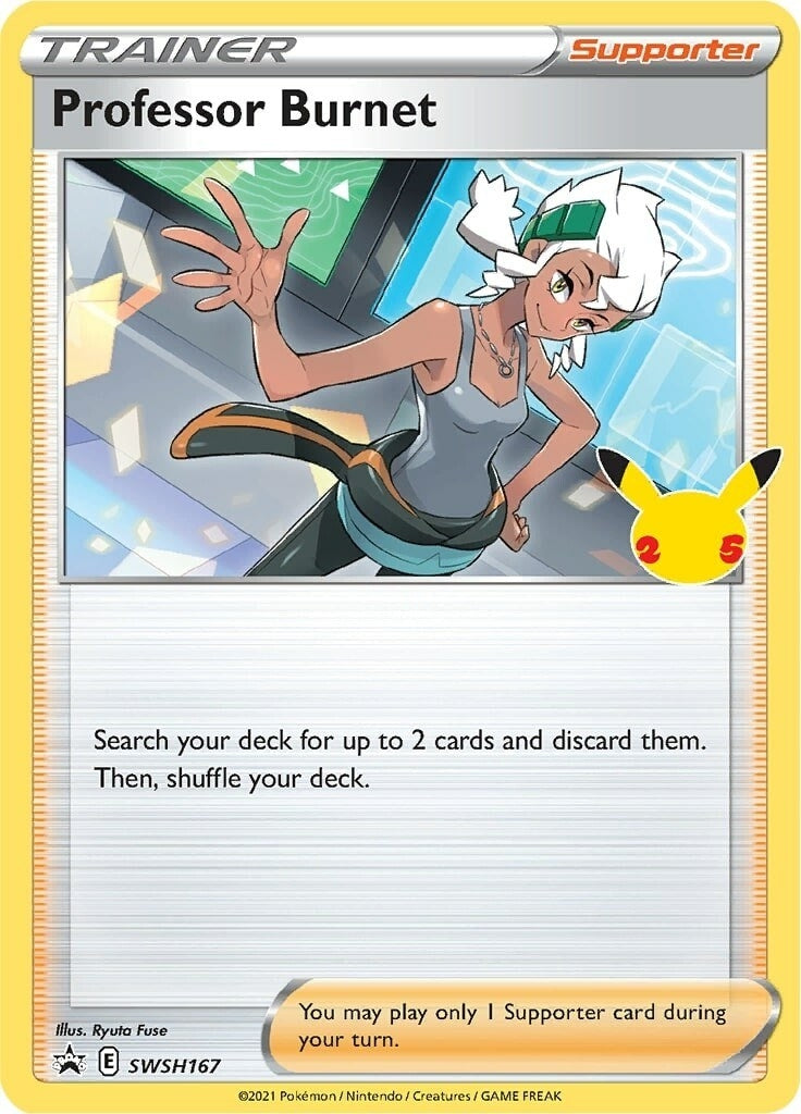 Image for Professor Burnet - SWSH167 (25th Anniversary Stamp) (SWSH: Sword & Shield Promo Cards) (SWSH167) - Pokemon