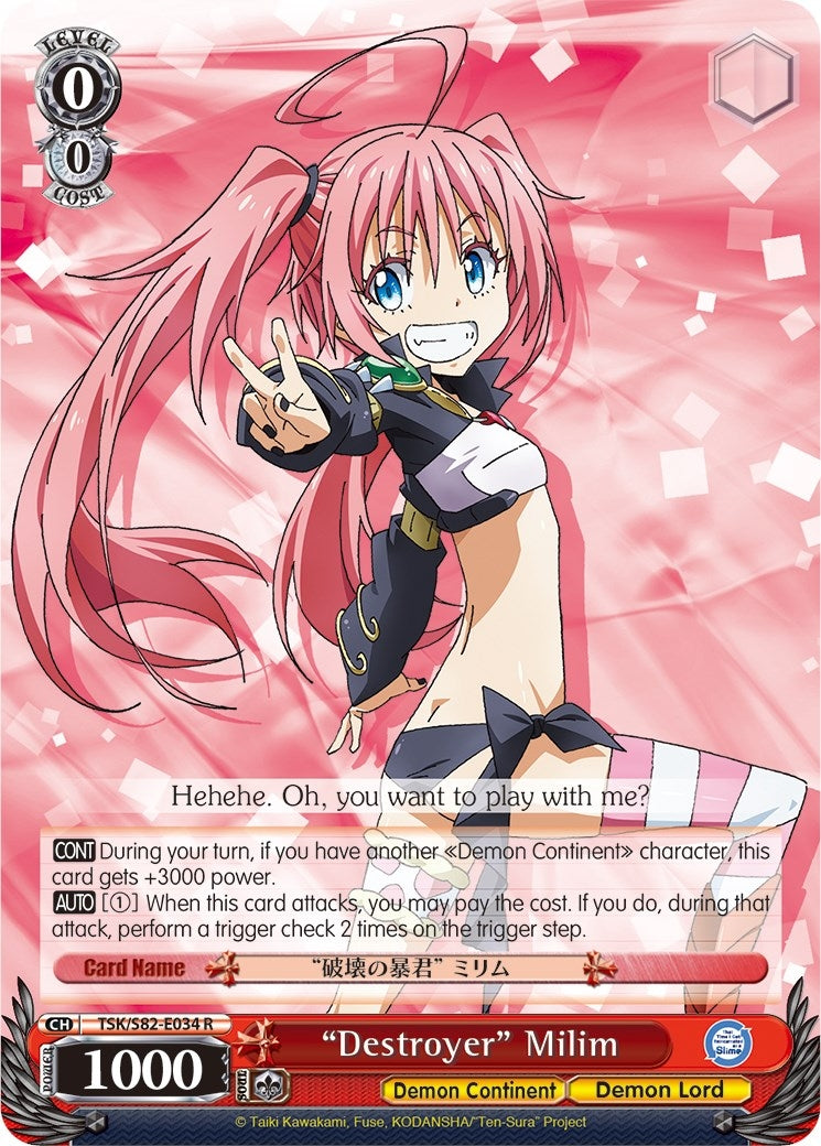 Image for "Destroyer" Milim (That Time I Got Reincarnated as a Slime Vol.2) (TSK/S82-E034 R) - Weiss Schwarz