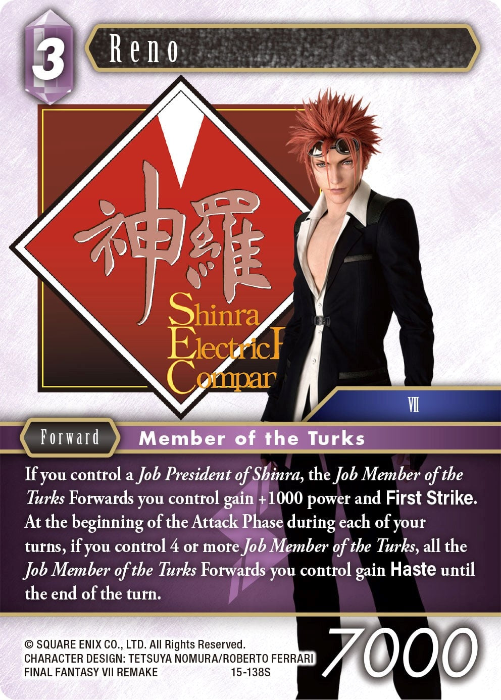 Image for Reno (Crystal Dominion) (15-138S) - Final Fantasy TCG