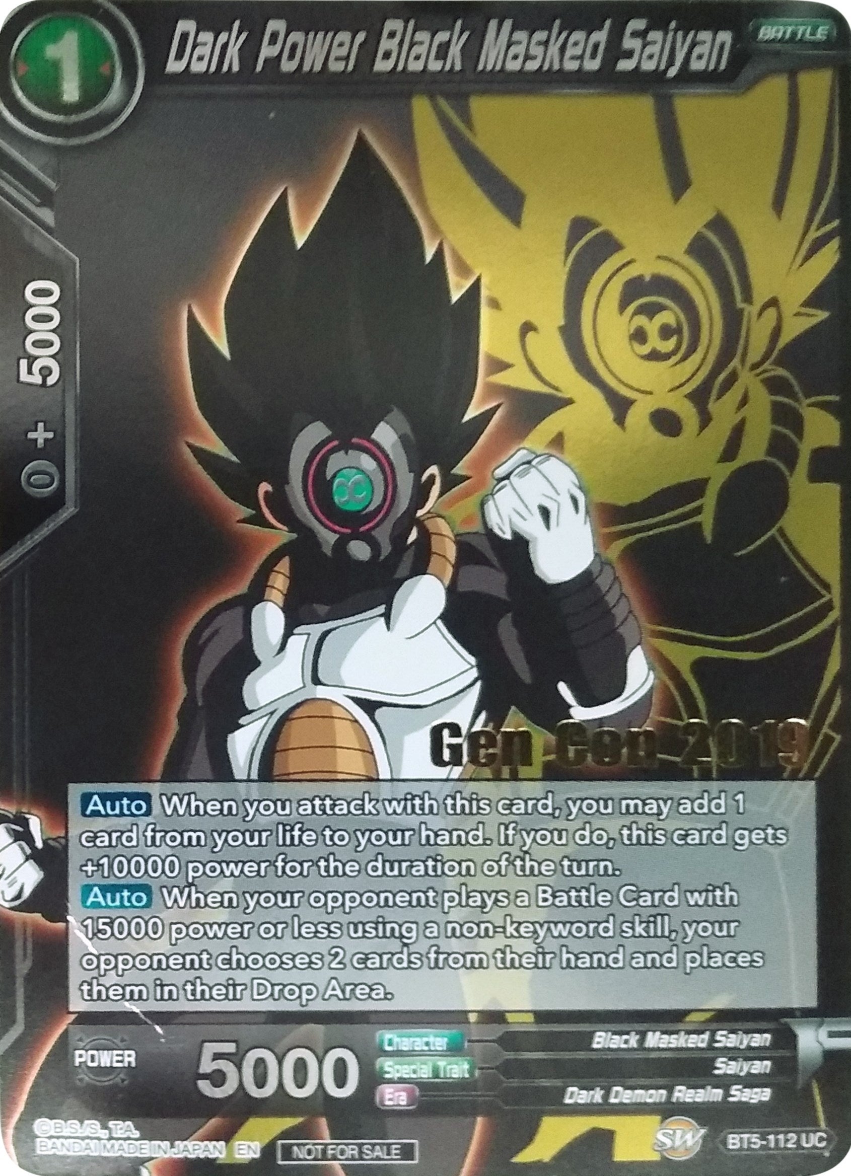 Image for Dark Power Black Masked Saiyan (Gen Con 2019) (Promotion Cards) (BT5-112) - Dragon Ball Super: Masters