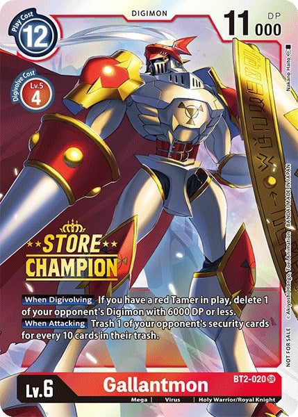 Image for Gallantmon - BT2-020 (Store Champion) (BT01-03A) (BT2-020 SR) - Digimon Card Game