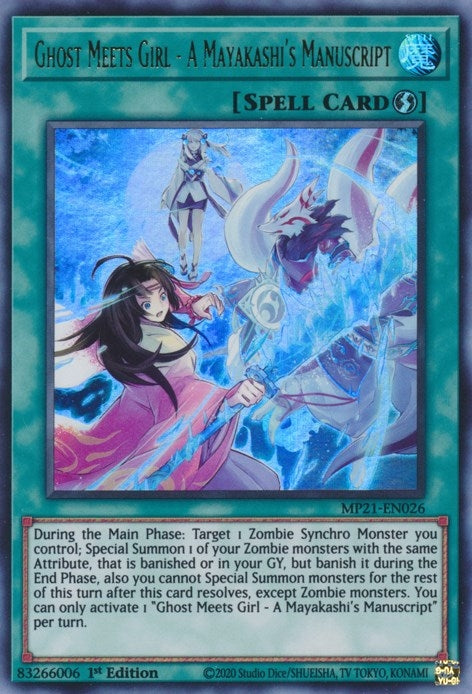 Image for Ghost Meets Girl - A Mayakashi's Manuscript (2021 Tin of Ancient Battles) (MP21-EN026) - YuGiOh