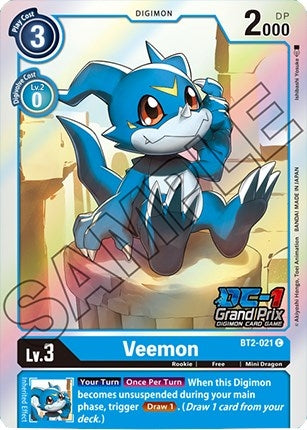 Image for Veemon - BT2-021 (DC-1 Grand Prix) (BT01-03B) (BT2-021 C) - Digimon Card Game