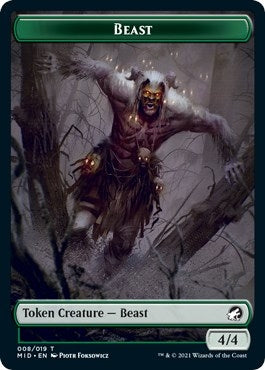 Image for Beast // Spider (011) Double-Sided Token (Innistrad: Midnight Hunt) (8 // 11) - Magic: The Gathering