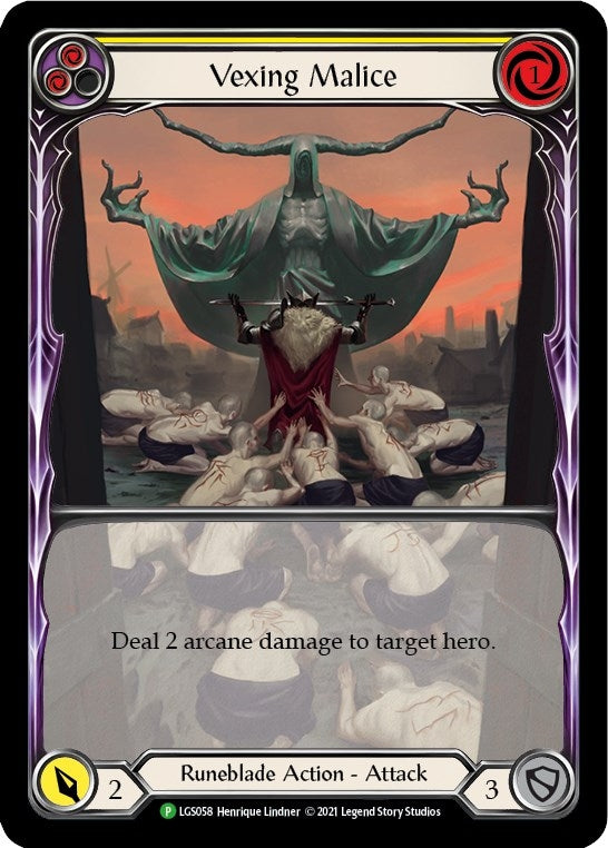 Image for Vexing Malice (Yellow) (Extended Art) - LGS058 (Flesh and Blood: Promo Cards) (LGS058) - Flesh and Blood TCG