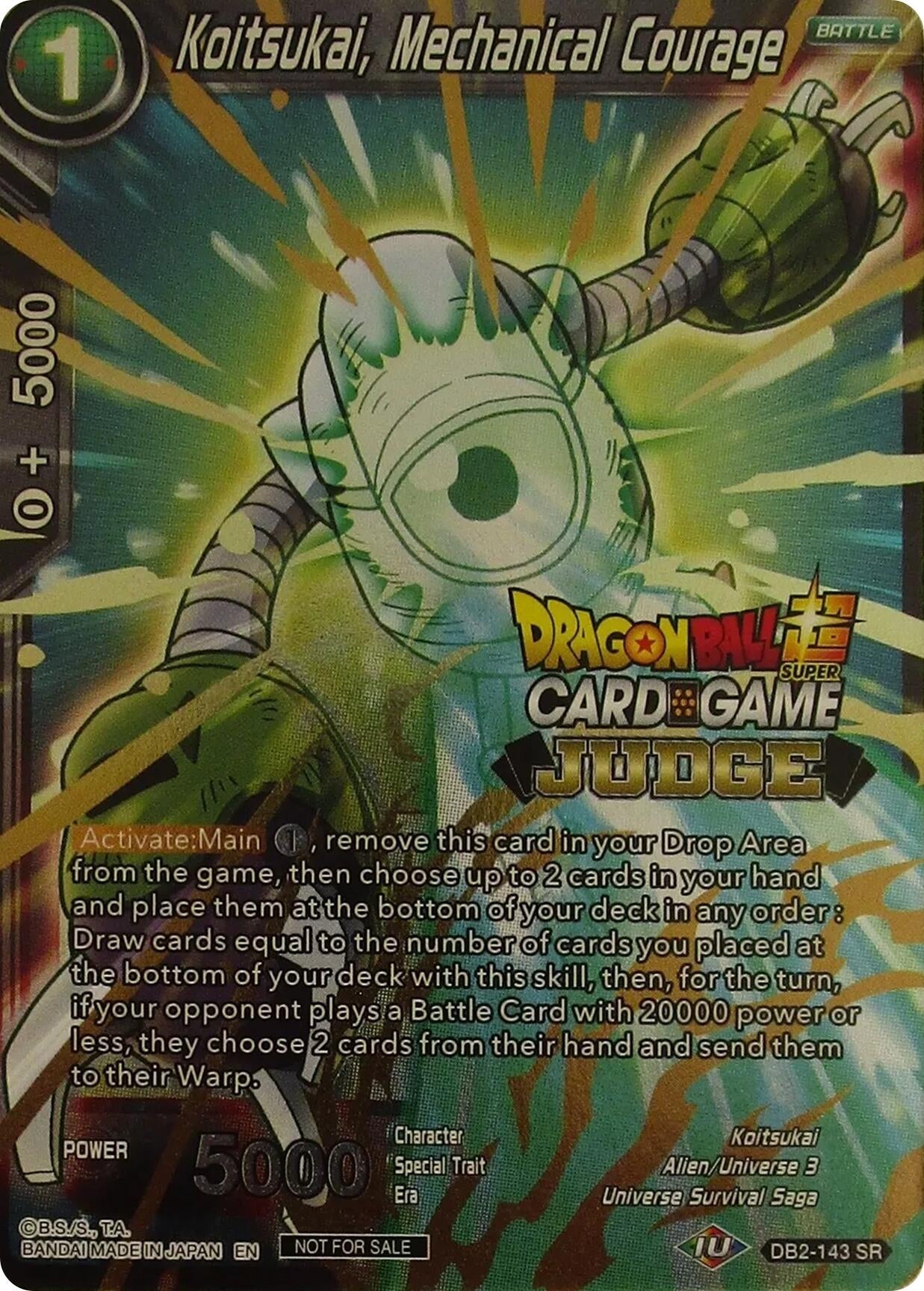 Image for Koitsukai, Mechanical Courage (Judge Promotion Cards) (DB2-143) - Dragon Ball Super: Masters