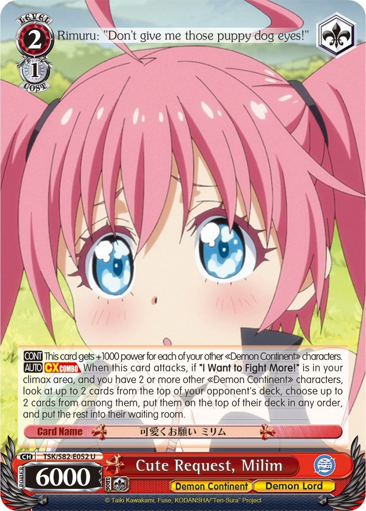 Image for Cute Request, Milim (That Time I Got Reincarnated as a Slime Vol.2) (TSK/S82-E052 U) - Weiss Schwarz