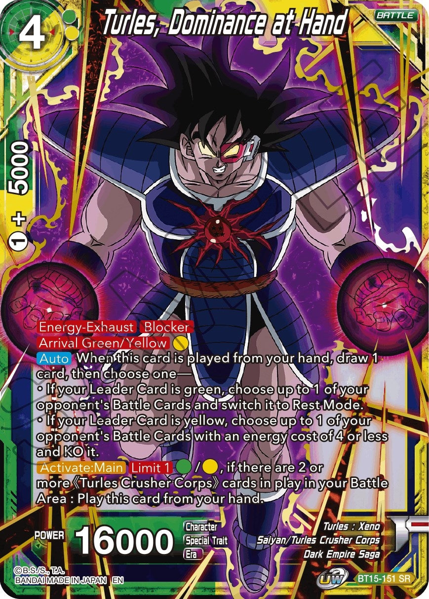 Image for Turles, Dominance at Hand (Saiyan Showdown) (BT15-151) - Dragon Ball Super: Masters