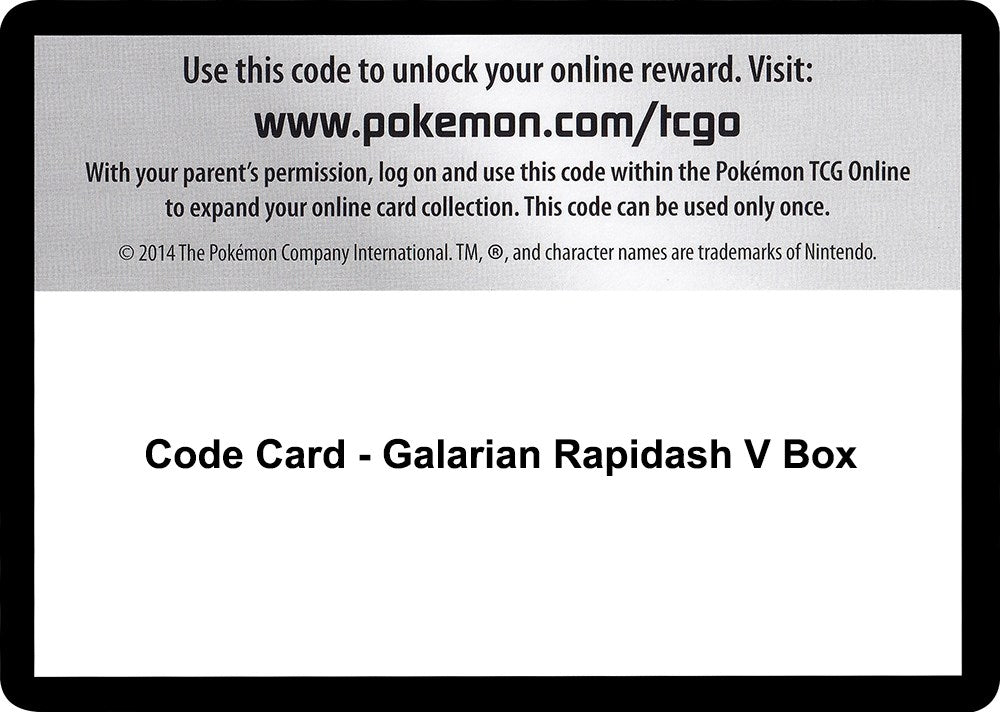 Image for Code Card - Galarian Rapidash V Box - Pokemon