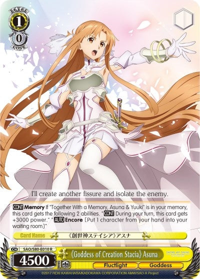 Image for Goddess of Creation Stacia Asuna (Sword Art Online -Alicization- Vol.2) (SAO/S80-E010 R) - Weiss Schwarz