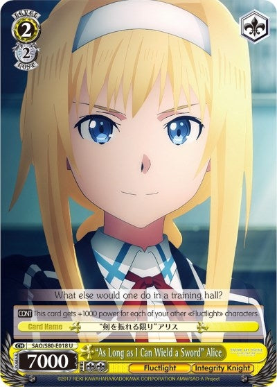 Image for "As Long as I Can Wield a Sword" Alice (Sword Art Online -Alicization- Vol.2) (SAO/S80-E018 U) - Weiss Schwarz