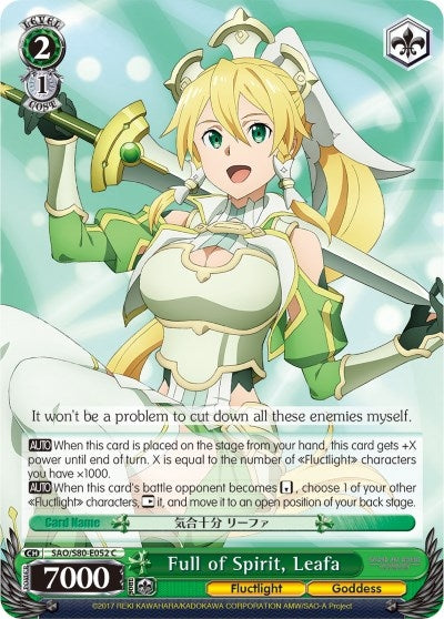Image for Full of Spirit, Leafa (Sword Art Online -Alicization- Vol.2) (SAO/S80-E052 C) - Weiss Schwarz