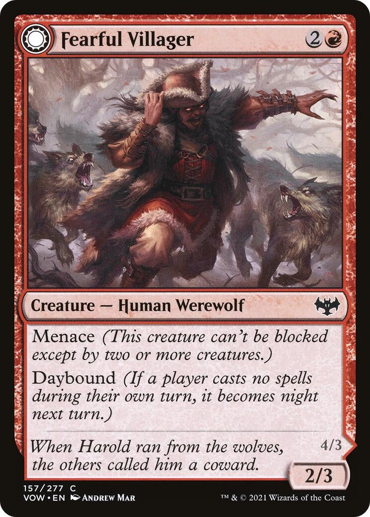 Image for Fearful Villager (Innistrad: Crimson Vow) (157) - Magic: The Gathering