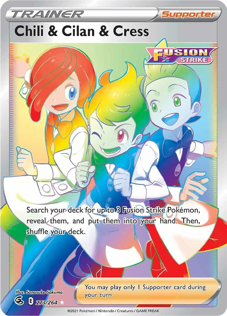 Image for Chili & Cilan & Cress (Secret) (SWSH08: Fusion Strike) (273/264) - Pokemon