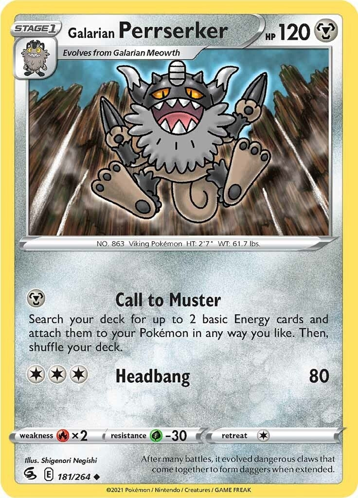 Image for Galarian Perrserker (SWSH08: Fusion Strike) (181/264) - Pokemon