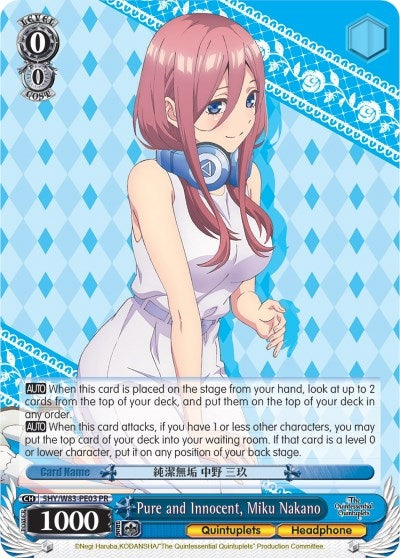 Image for Pure and Innocent, Miku Nakano (The Quintessential Quintuplets) (5HY/W83-PE03 PR) - Weiss Schwarz