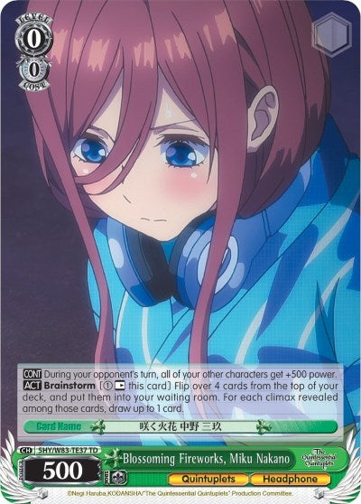 Image for Blossoming Fireworks, Miku Nakano (The Quintessential Quintuplets) (5HY/W83-TE37 TD) - Weiss Schwarz