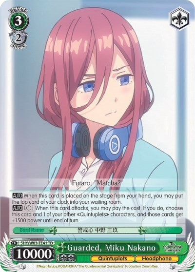 Image for Guarded, Miku Nakano (The Quintessential Quintuplets) (5HY/W83-TE41 TD) - Weiss Schwarz