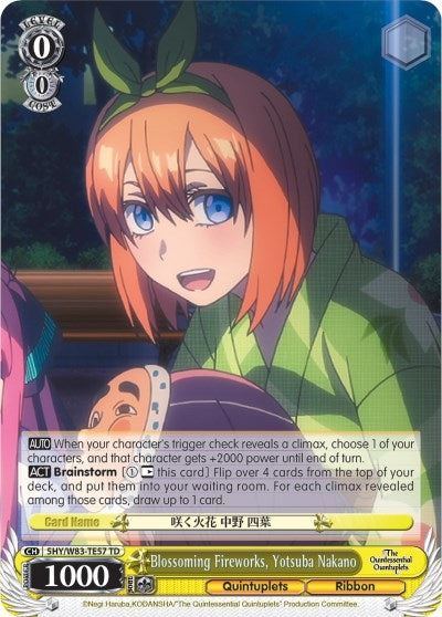 Image for Blossoming Fireworks, Yotsuba Nakano (The Quintessential Quintuplets) (5HY/W83-TE57 TD) - Weiss Schwarz