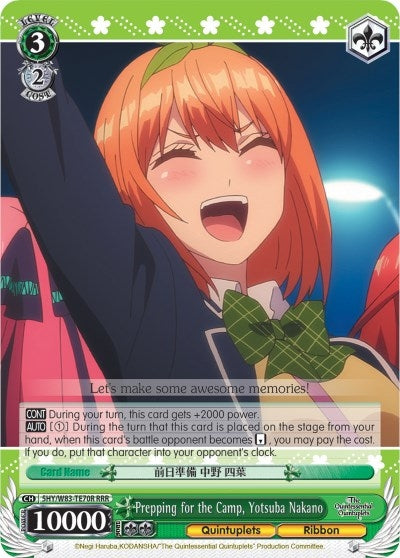 Image for Prepping for the Camp, Yotsuba Nakano (RRR) (The Quintessential Quintuplets) (5HY/W83-TE70R RRR) - Weiss Schwarz