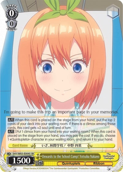Image for Onwards to the School Camp! Yotsuba Nakano (SR) (The Quintessential Quintuplets) (5HY/W83-E004S SR) - Weiss Schwarz