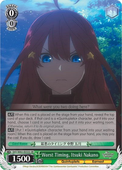Image for Worst Timing, Itsuki Nakano (SR) (The Quintessential Quintuplets) (5HY/W83-E033S SR) - Weiss Schwarz