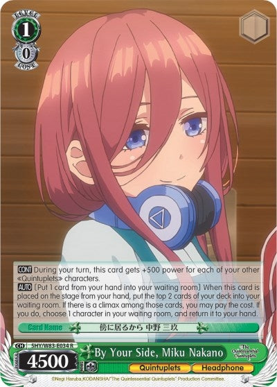 Image for By Your Side, Miku Nakano (The Quintessential Quintuplets) (5HY/W83-E034 R) - Weiss Schwarz