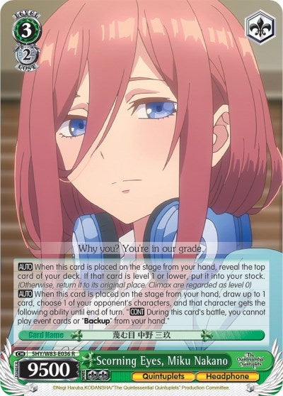 Image for Scorning Eyes, Miku Nakano (The Quintessential Quintuplets) (5HY/W83-E036 R) - Weiss Schwarz