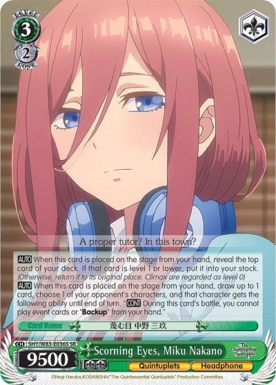 Image for Scorning Eyes, Miku Nakano (SR) (The Quintessential Quintuplets) (5HY/W83-E036S SR) - Weiss Schwarz