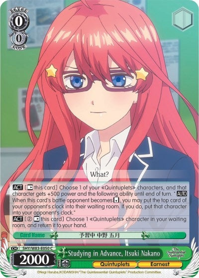 Image for Studying in Advance, Itsuki Nakano (The Quintessential Quintuplets) (5HY/W83-E050 C) - Weiss Schwarz