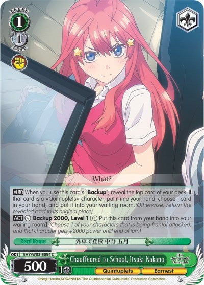 Image for Chauffeured to School, Itsuki Nakano (The Quintessential Quintuplets) (5HY/W83-E054 C) - Weiss Schwarz
