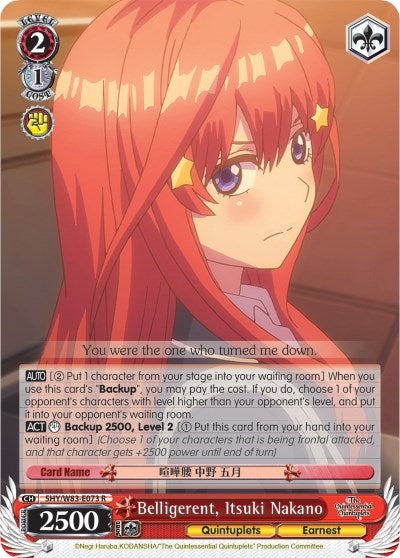 Image for Belligerent, Itsuki Nakano (The Quintessential Quintuplets) (5HY/W83-E073 R) - Weiss Schwarz