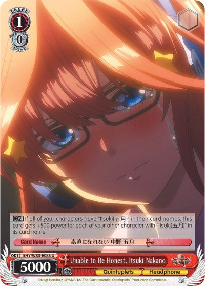 Image for Unable to Be Honest, Itsuki Nakano (The Quintessential Quintuplets) (5HY/W83-E083 U) - Weiss Schwarz