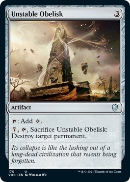 Image for Unstable Obelisk (Commander: Innistrad: Crimson Vow) (170) - Magic: The Gathering