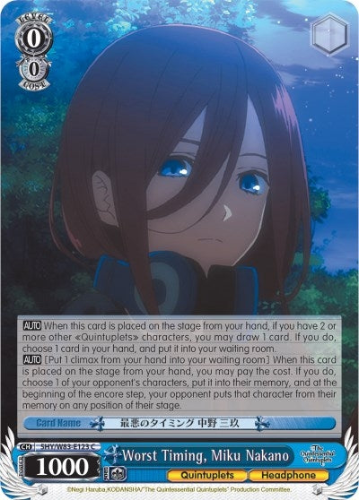 Image for Worst Timing, Miku Nakano (The Quintessential Quintuplets) (5HY/W83-E123 C) - Weiss Schwarz